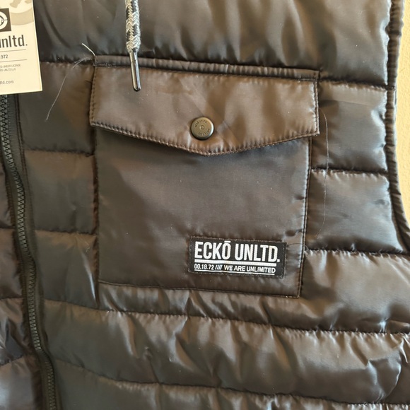 Ecko Unltd Black Puffer Vest Hooded Full Zip Mens 3XL Streetwear NWT - Picture 2 of 9